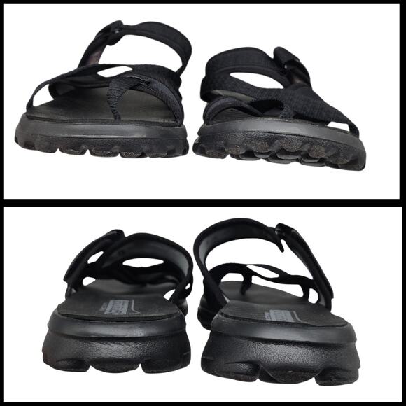 Skechers Sandals Womens 7 Black Performance On the Go Strappy Hoop Loop Goga Mat - Picture 5 of 10